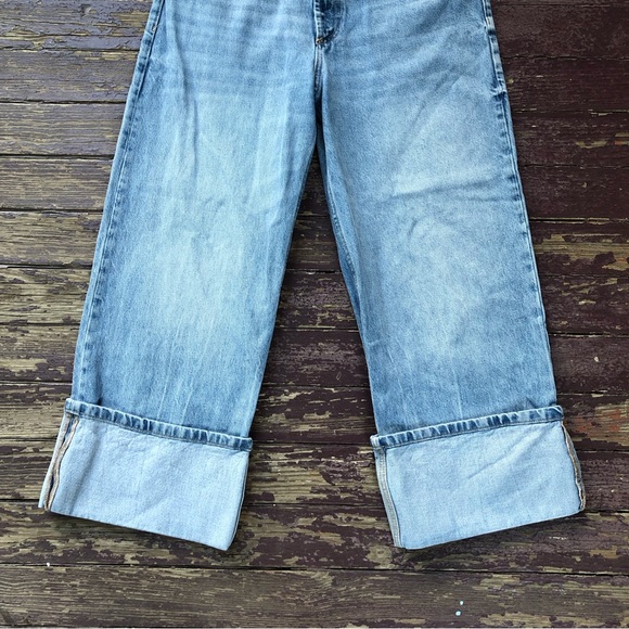 Zara Mid Rise Loose Jeans Folded Cuffs Wide Leg 10 - Picture 4 of 13